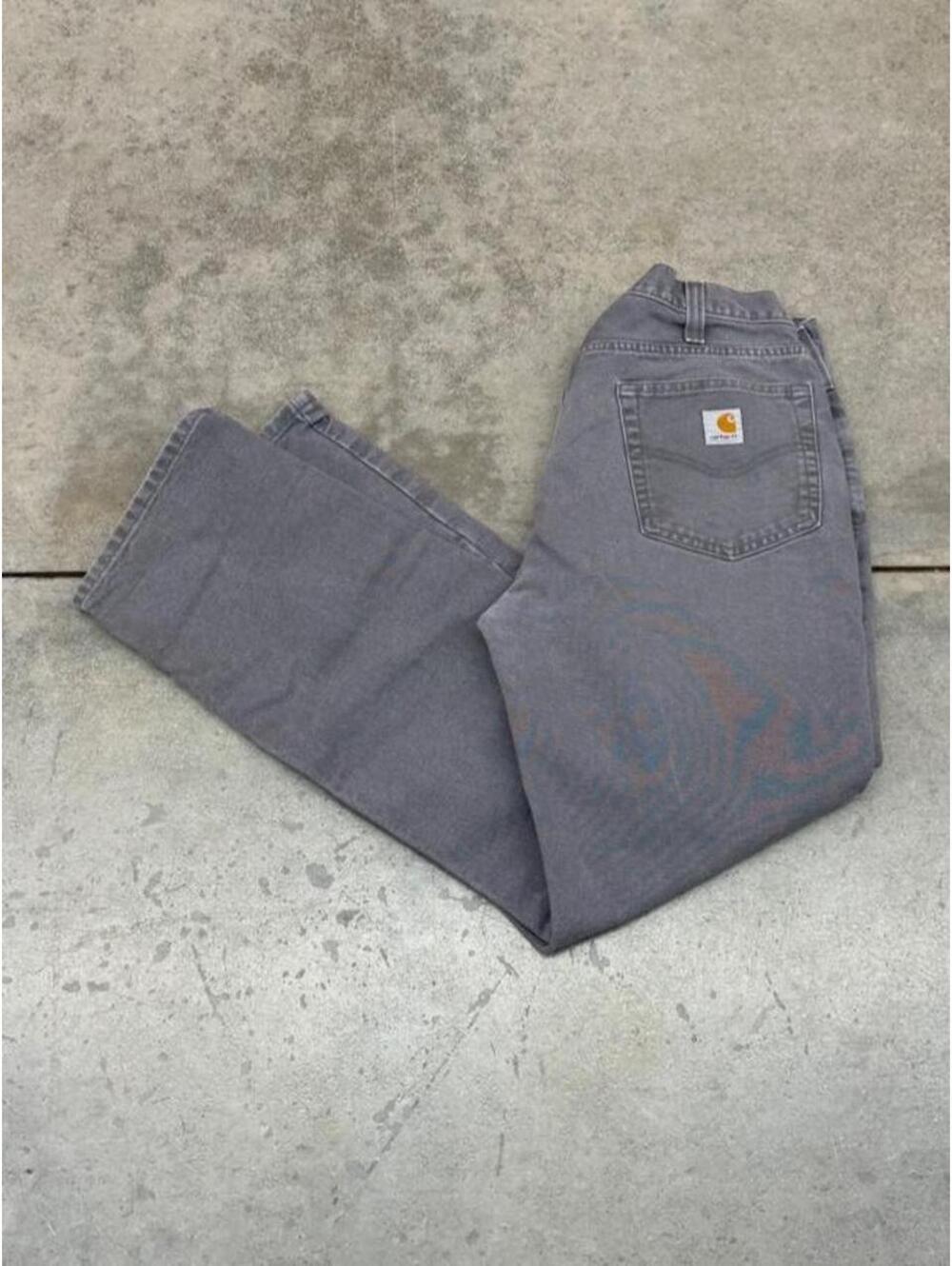 vintage carhartt faded grey relaxed baggy fit dungaree cargo pants size 34 x 32